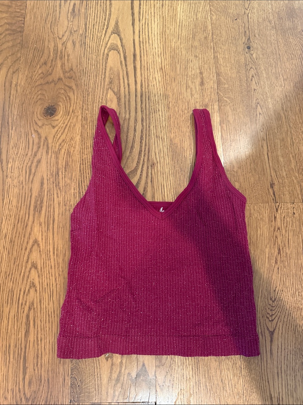Free People Ribbed V-Neck Tank Top - Berry